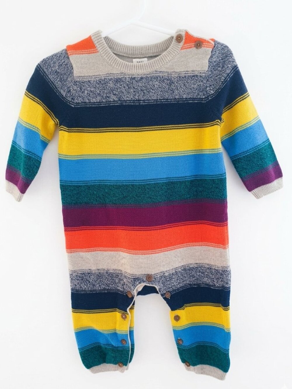 Baby Gap Multi-Colour Striped Knit Baby Romper Coverall - 6-12 Months, Cotton